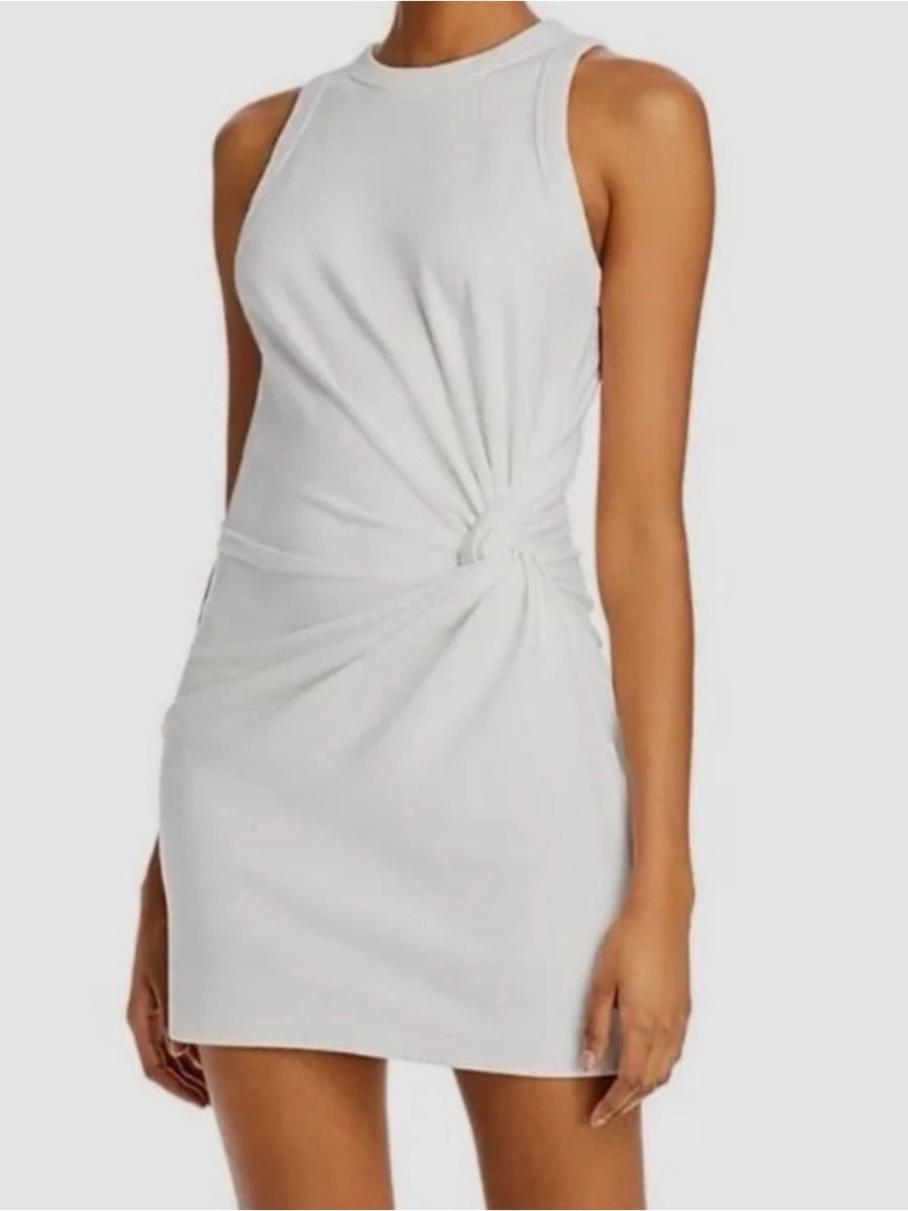 Alexander Wang.T White Sleeveless Knot-Accent Mini Dress Jersey Fitted Tank XS